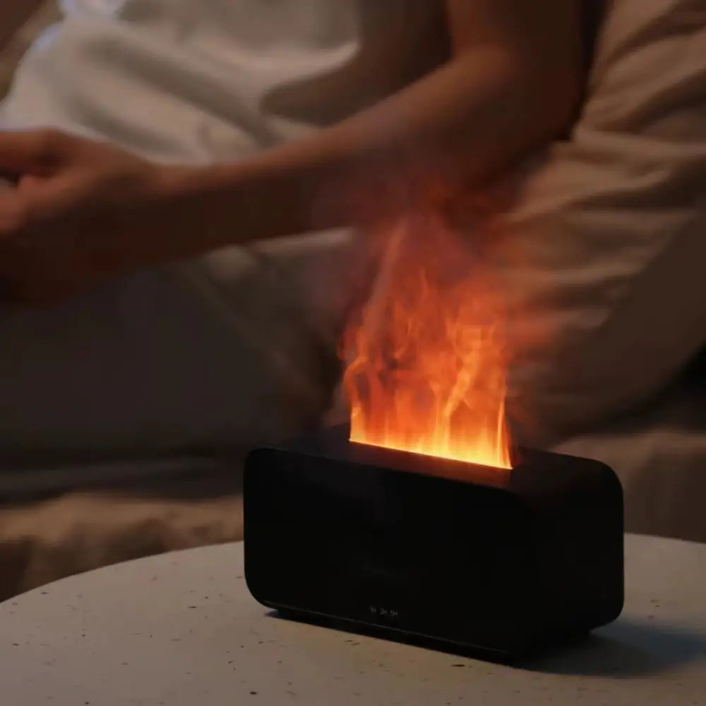 Essential Oil Diffuser, Fireplace Fire Flame Aromatherapy Diffuser 120Ml Cool Mist Humidifier with 7 Colors Light for Home, Room