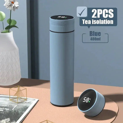 480Ml Smart Thermos Cup 304 Stainless Steel Double-Wall Vacuum with Smart Temperature Display and Waterproof Design