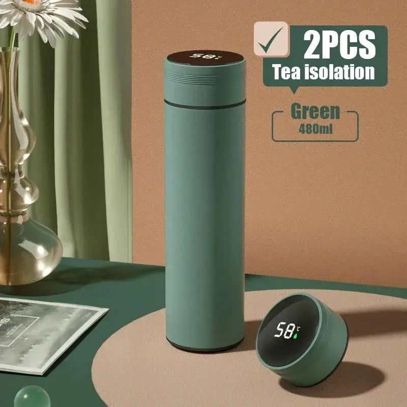 480Ml Smart Thermos Cup 304 Stainless Steel Double-Wall Vacuum with Smart Temperature Display and Waterproof Design