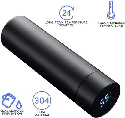 480Ml Smart Thermos Cup 304 Stainless Steel Double-Wall Vacuum with Smart Temperature Display and Waterproof Design