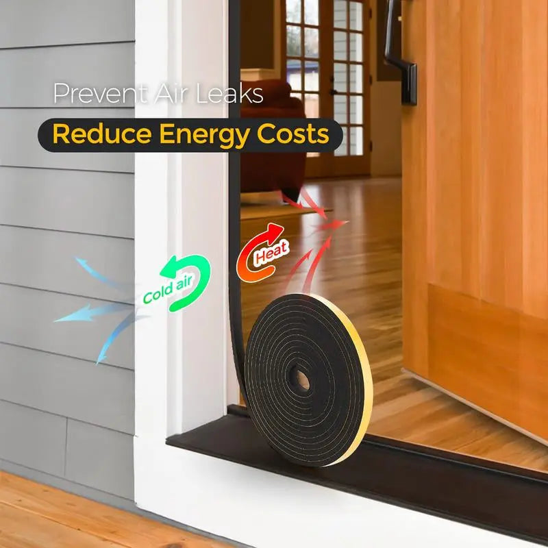 Weather Stripping Door Seal- 1/2" Wide X 1/4" Thick Door Bottom Seal Strip High Density Foam Tape Adhesive Rubber Strip for Door Soundproofing,Window Insulation Sprayinsulationfoam