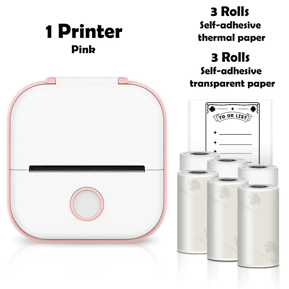 T02 Mini Thermal Printer Wireless Mini Pocket Printer, Adhesive Sticker Printer for DIY, Journal, Student Birthday Gift