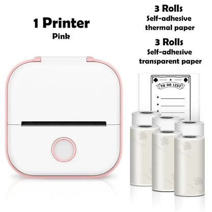 T02 Mini Thermal Printer Wireless Mini Pocket Printer, Adhesive Sticker Printer for DIY, Journal, Student Birthday Gift
