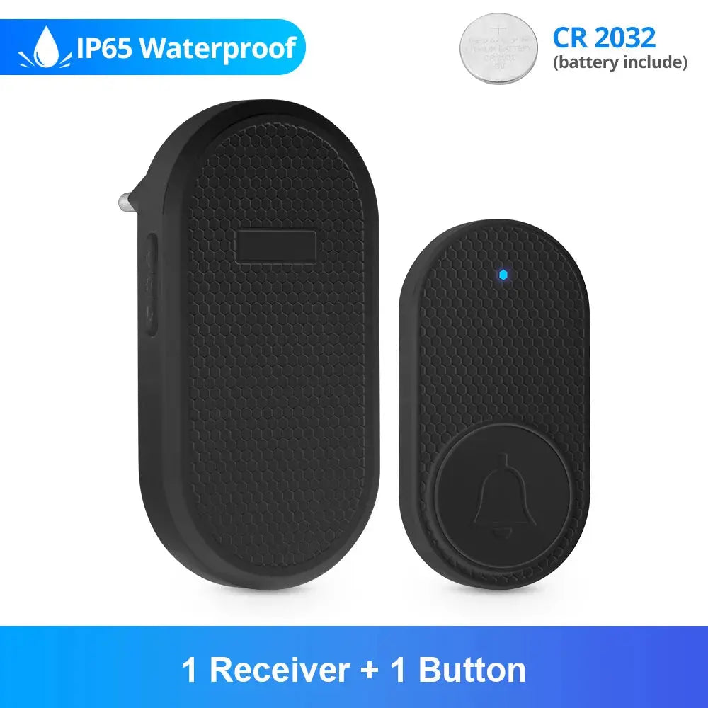 Wireless Doorbell Waterproof Welcome Chime Home Door Bell Intelligent 32 Songs Smart Melodies Alarm with Battery