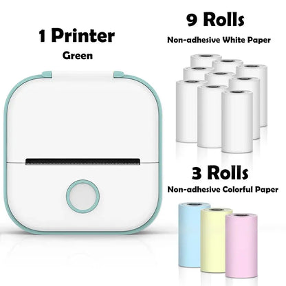T02 Mini Thermal Printer Wireless Mini Pocket Printer, Adhesive Sticker Printer for DIY, Journal, Student Birthday Gift