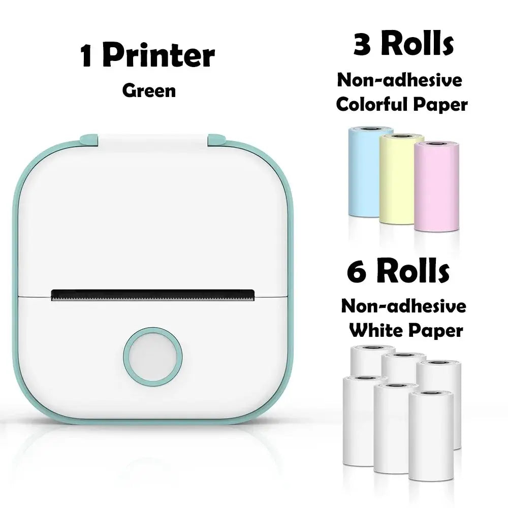 T02 Mini Thermal Printer Wireless Mini Pocket Printer, Adhesive Sticker Printer for DIY, Journal, Student Birthday Gift