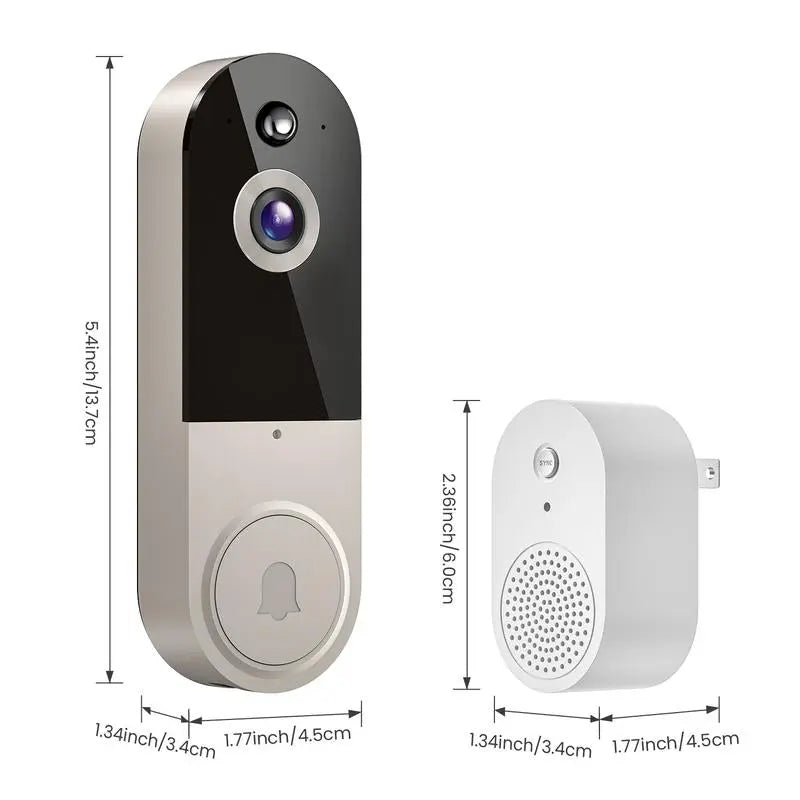 Doorbell Camera Wireless, Smart Wifi Video Doorbell, 1080P, Video Doorbell Camera with 2 Way Audio, AI Human Detection, Night Vision, Cloud Storage, Battery Powered, Chime Included, Easy Installation, 2.4G Wifi Only