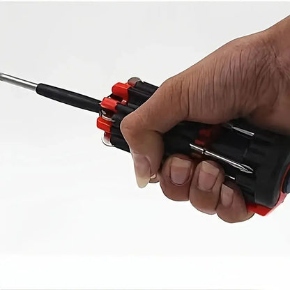 1PC 8 In1 Multifunctional Screwdriver with Light, Cross Shaped, Household Industrial Multi-Purpose Screwdriver