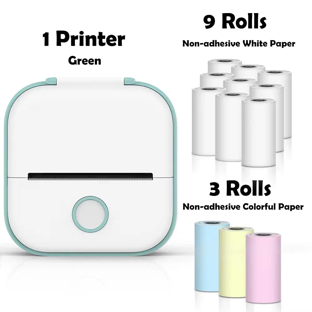 T02 Mini Thermal Printer Wireless Mini Pocket Printer, Adhesive Sticker Printer for DIY, Journal, Student Birthday Gift
