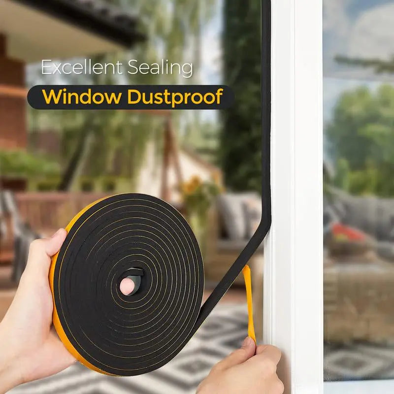 Weather Stripping Door Seal- 1/2" Wide X 1/4" Thick Door Bottom Seal Strip High Density Foam Tape Adhesive Rubber Strip for Door Soundproofing,Window Insulation Sprayinsulationfoam