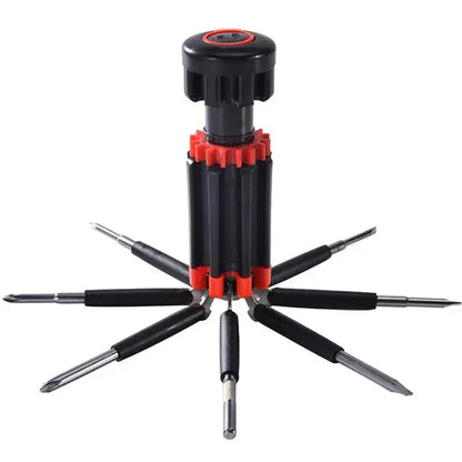 1PC 8 In1 Multifunctional Screwdriver with Light, Cross Shaped, Household Industrial Multi-Purpose Screwdriver