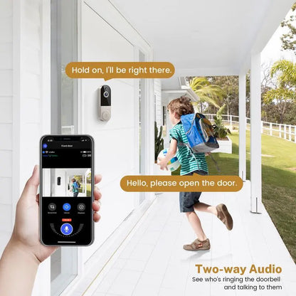 Doorbell Camera Wireless, Smart Wifi Video Doorbell, 1080P, Video Doorbell Camera with 2 Way Audio, AI Human Detection, Night Vision, Cloud Storage, Battery Powered, Chime Included, Easy Installation, 2.4G Wifi Only