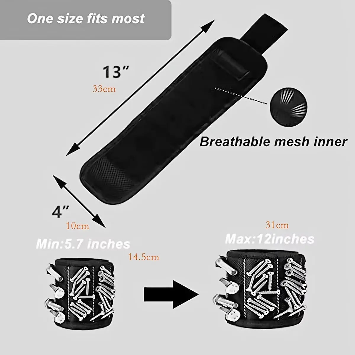 Magnetic Wristband for Holding Screws,Nails，Drilling Bits,Wrist Tool Holder Belts with Strong Magnets,Cool Gadgets for Men, Wome