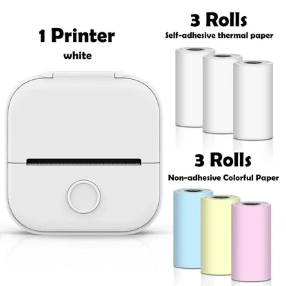 T02 Mini Thermal Printer Wireless Mini Pocket Printer, Adhesive Sticker Printer for DIY, Journal, Student Birthday Gift