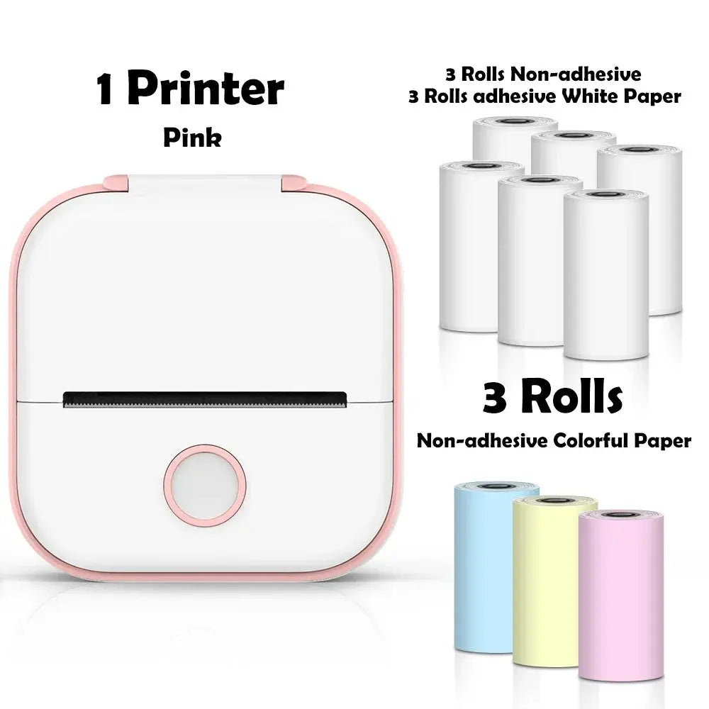 T02 Mini Thermal Printer Wireless Mini Pocket Printer, Adhesive Sticker Printer for DIY, Journal, Student Birthday Gift