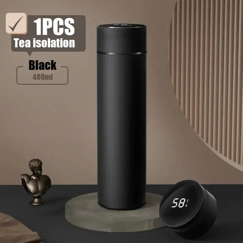 480Ml Smart Thermos Cup 304 Stainless Steel Double-Wall Vacuum with Smart Temperature Display and Waterproof Design