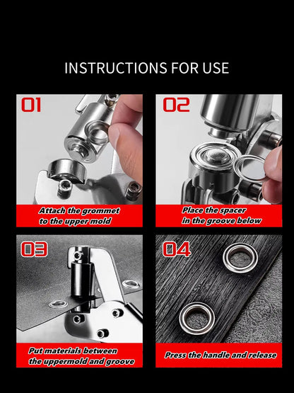6Mm / 10Mm Eyelet Pliers Kit Tools Portable Hand Press Metal Grommet Hole Punch Plier for Leather Canvas Clothing DIY Tarp Ring