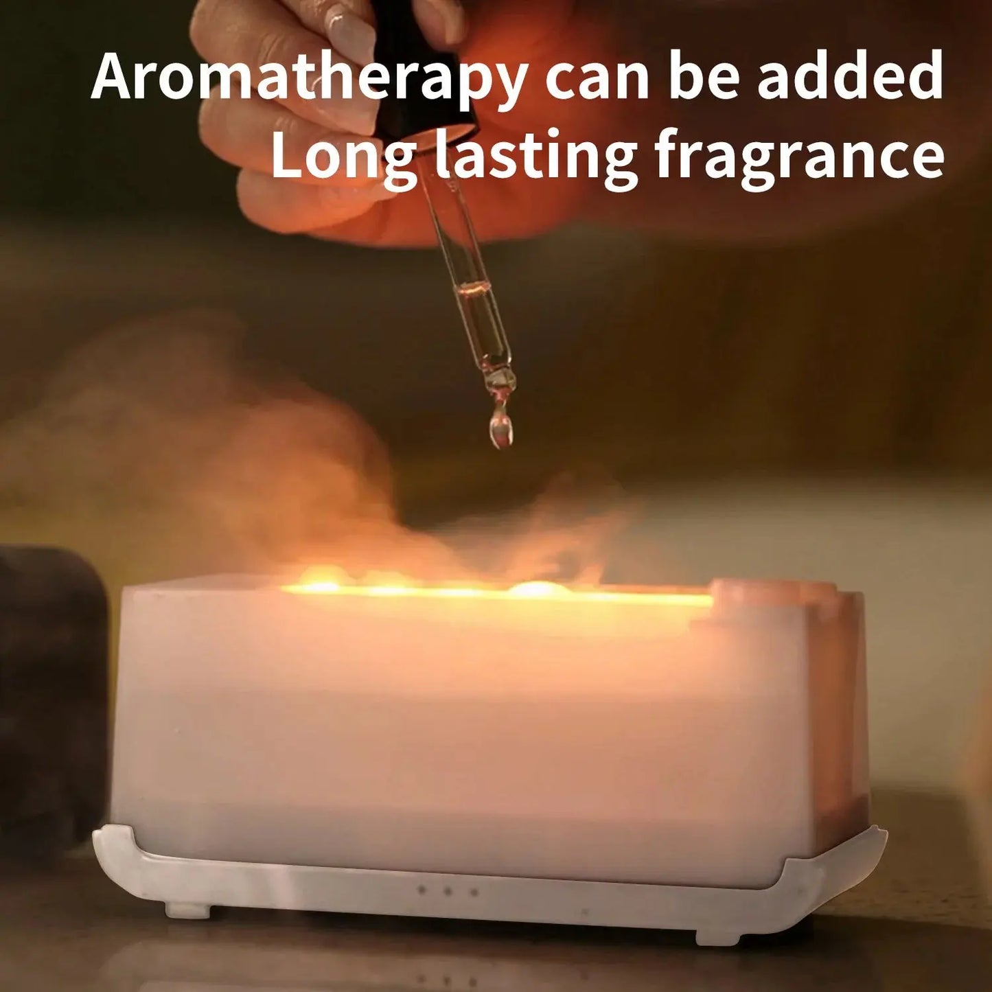 New Mini Desktop Simulation Flame Humidifier 7-Color Night Lights Can Add Essential Oil Timing Setting USB Diffuser Aromatherapy
