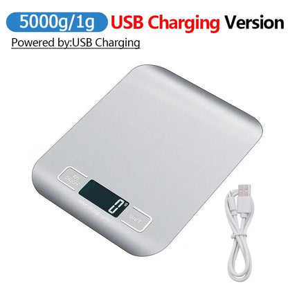5Kg/10Kg Digital Kitchen Scale LCD Display Stainless Steel Electronic Scales Home Jewelry Food Snacks Weighing Baking Tools