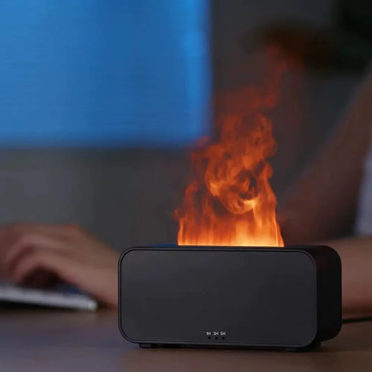 Essential Oil Diffuser, Fireplace Fire Flame Aromatherapy Diffuser 120Ml Cool Mist Humidifier with 7 Colors Light for Home, Room