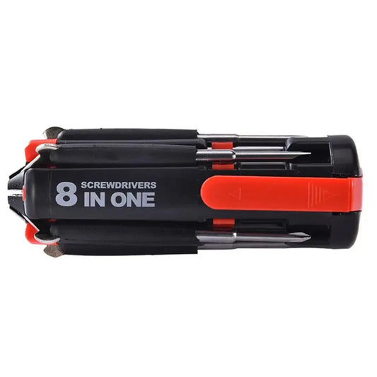 1PC 8 In1 Multifunctional Screwdriver with Light, Cross Shaped, Household Industrial Multi-Purpose Screwdriver
