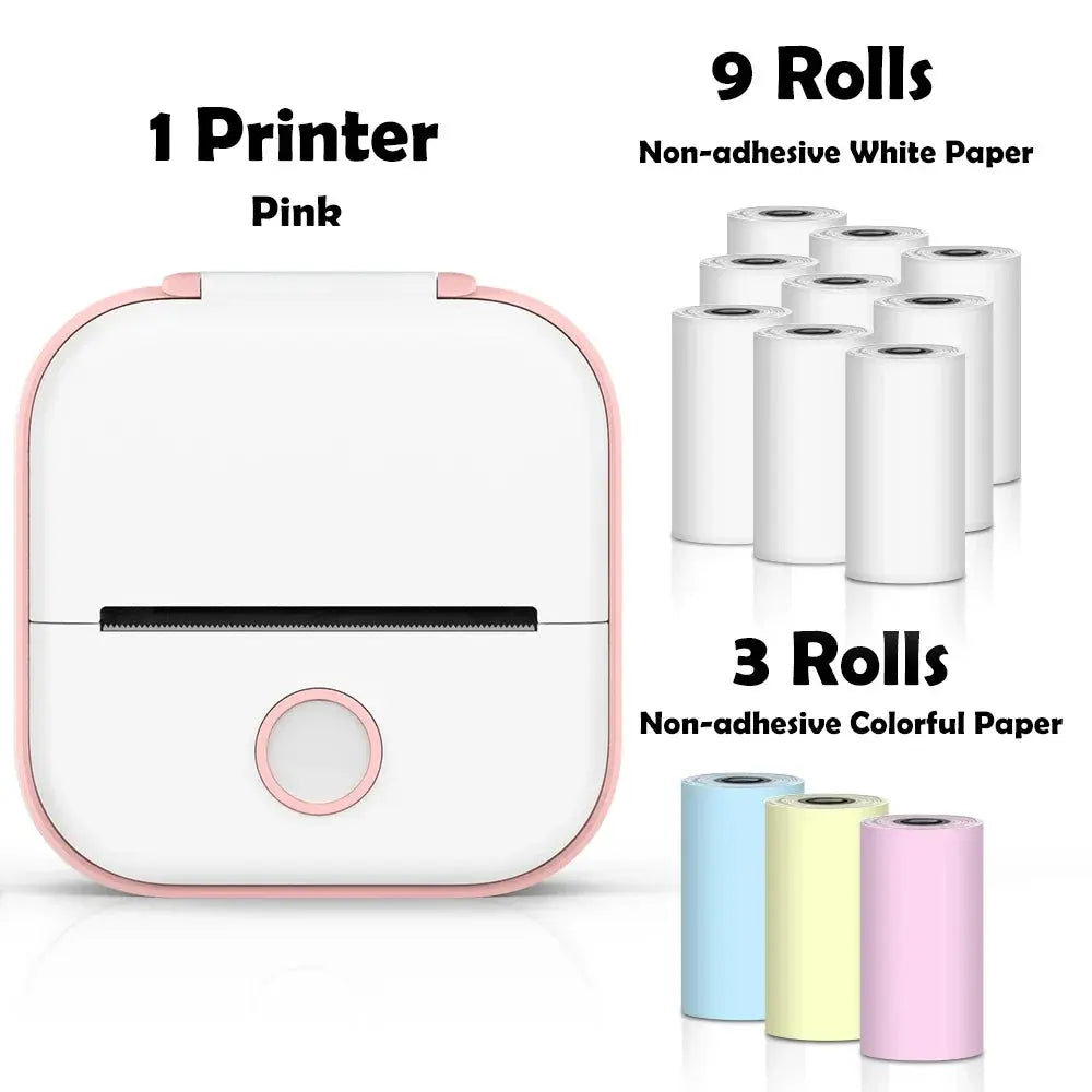 T02 Mini Thermal Printer Wireless Mini Pocket Printer, Adhesive Sticker Printer for DIY, Journal, Student Birthday Gift