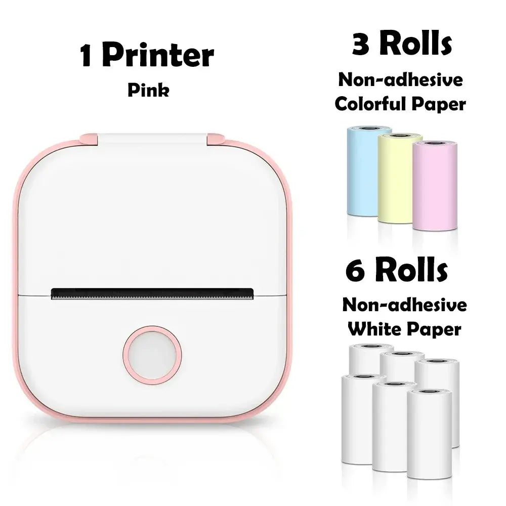 T02 Mini Thermal Printer Wireless Mini Pocket Printer, Adhesive Sticker Printer for DIY, Journal, Student Birthday Gift