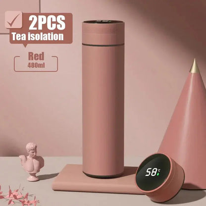 480Ml Smart Thermos Cup 304 Stainless Steel Double-Wall Vacuum with Smart Temperature Display and Waterproof Design