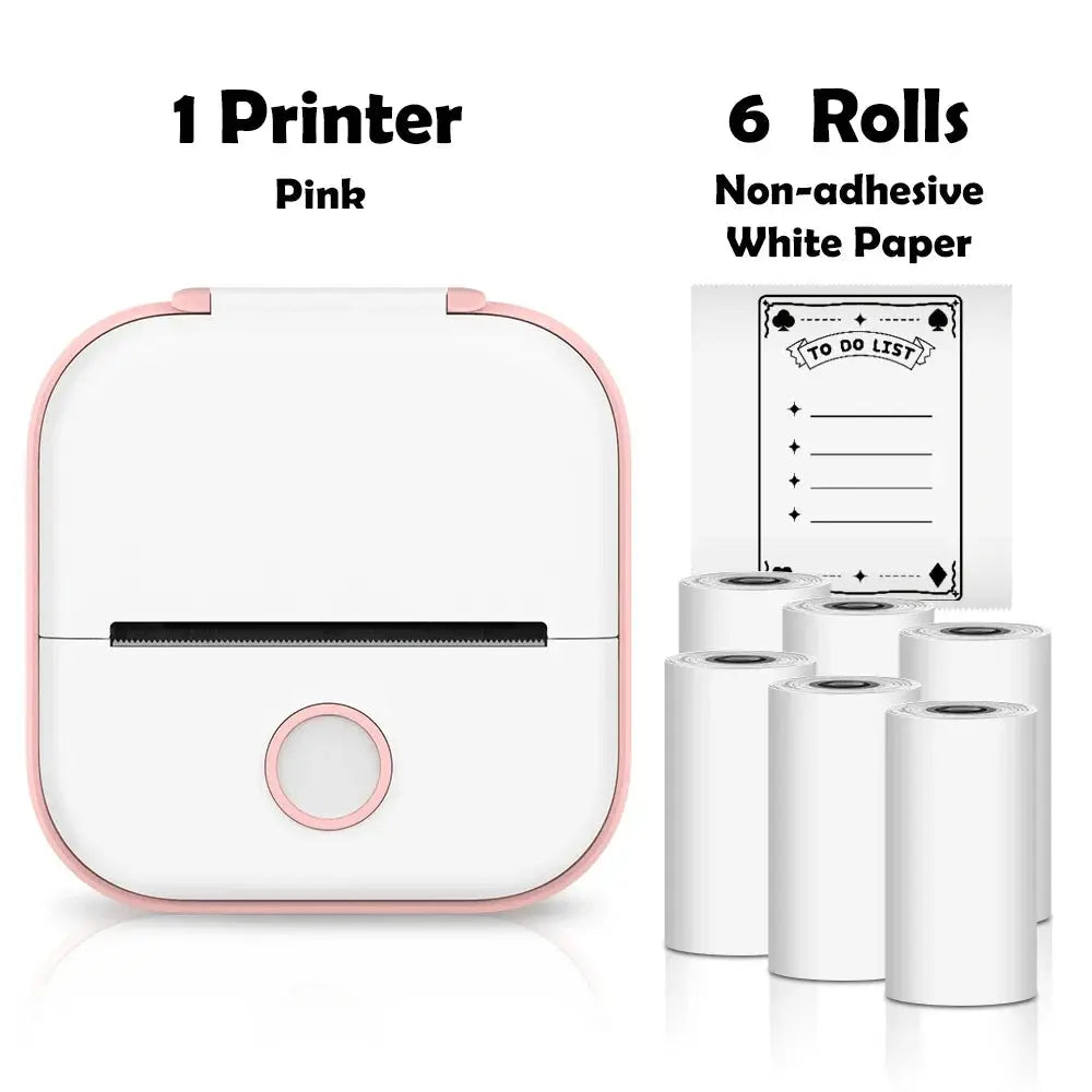 T02 Mini Thermal Printer Wireless Mini Pocket Printer, Adhesive Sticker Printer for DIY, Journal, Student Birthday Gift